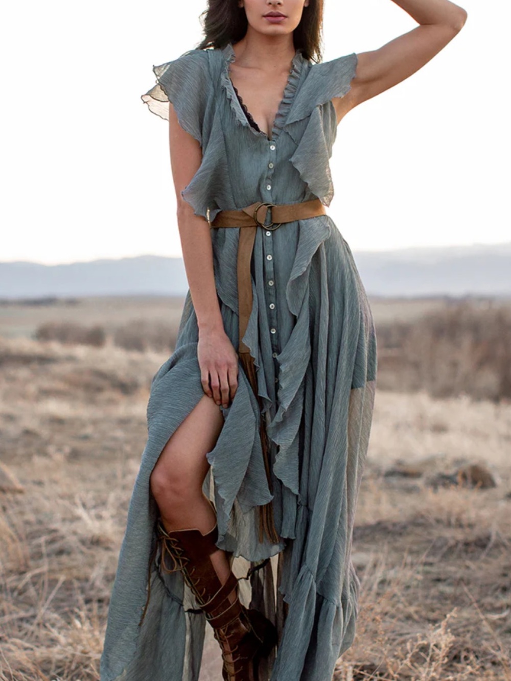 Joyfolie Cass dress  in Sage